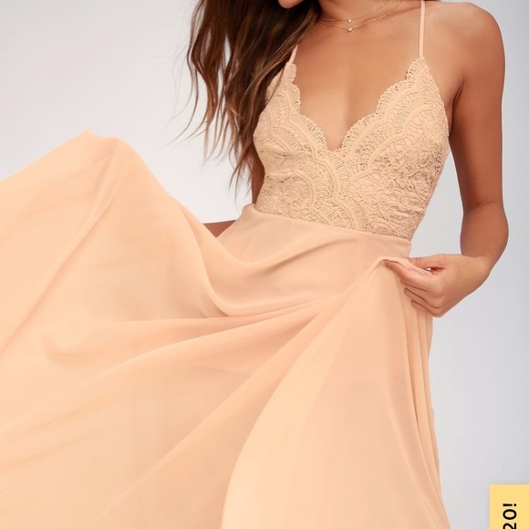 blush lace maxi dress